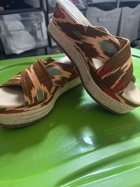 bettye muller Brown Multi Woven Espadrille Platform Sandals